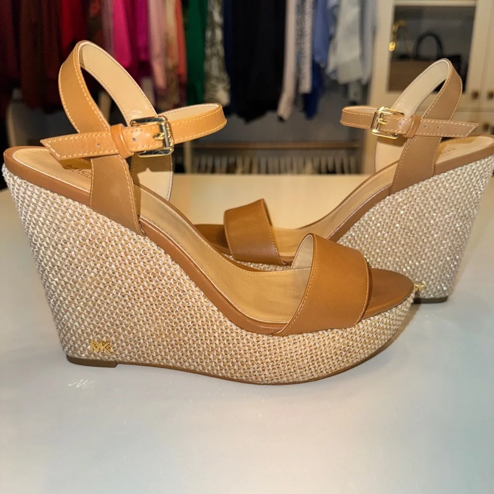 Michael Kors Camel and Cream Wedge Sandals - Picture 10 of 10